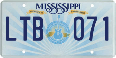 MS license plate LTB071