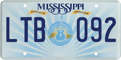 MS license plate LTB092