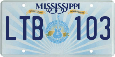 MS license plate LTB103