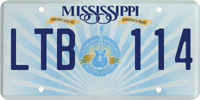 MS license plate LTB114