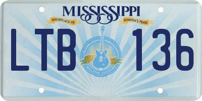 MS license plate LTB136