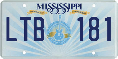 MS license plate LTB181