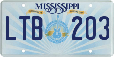 MS license plate LTB203