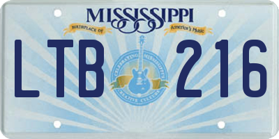 MS license plate LTB216