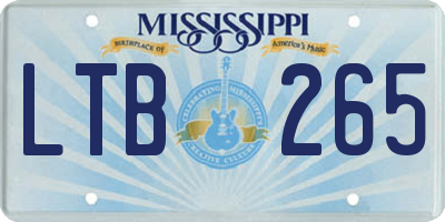 MS license plate LTB265