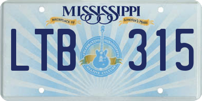 MS license plate LTB315
