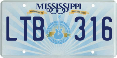 MS license plate LTB316