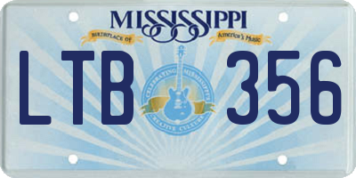 MS license plate LTB356