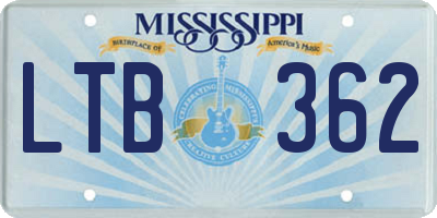 MS license plate LTB362
