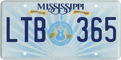 MS license plate LTB365