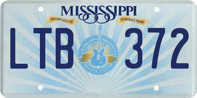 MS license plate LTB372
