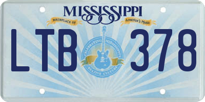 MS license plate LTB378
