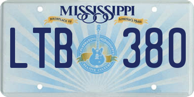 MS license plate LTB380