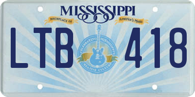 MS license plate LTB418