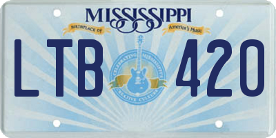 MS license plate LTB420