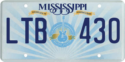 MS license plate LTB430