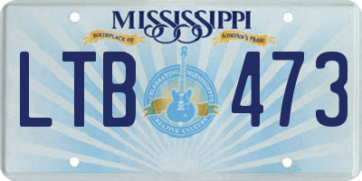 MS license plate LTB473