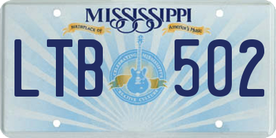 MS license plate LTB502