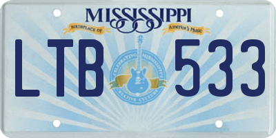 MS license plate LTB533