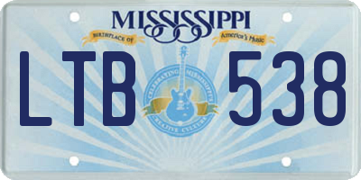 MS license plate LTB538