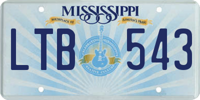 MS license plate LTB543