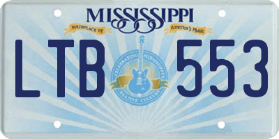 MS license plate LTB553