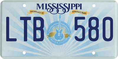 MS license plate LTB580