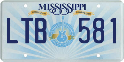 MS license plate LTB581
