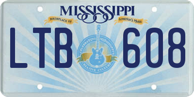 MS license plate LTB608