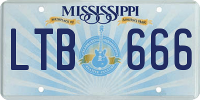 MS license plate LTB666
