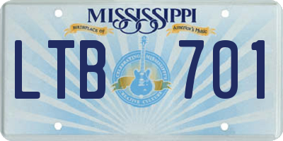 MS license plate LTB701