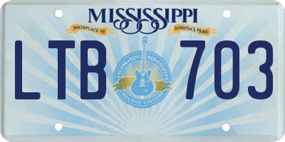 MS license plate LTB703