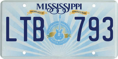 MS license plate LTB793