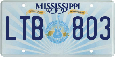 MS license plate LTB803