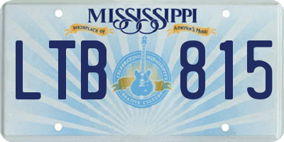 MS license plate LTB815