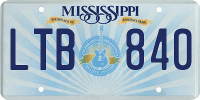 MS license plate LTB840