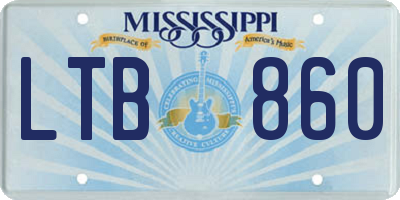 MS license plate LTB860