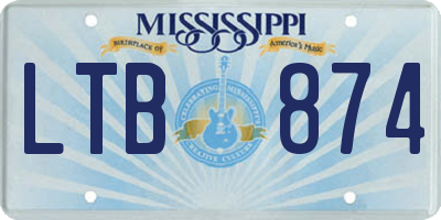 MS license plate LTB874