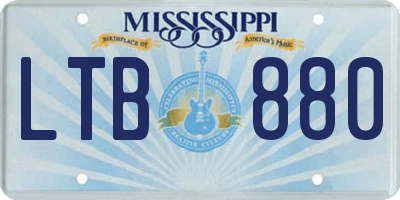 MS license plate LTB880