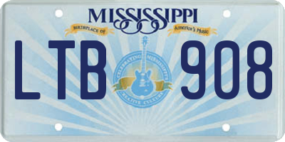 MS license plate LTB908