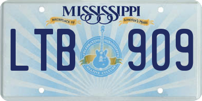 MS license plate LTB909