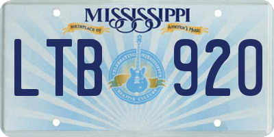 MS license plate LTB920