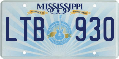 MS license plate LTB930