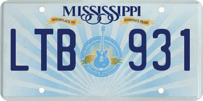 MS license plate LTB931