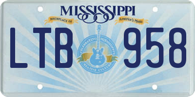 MS license plate LTB958