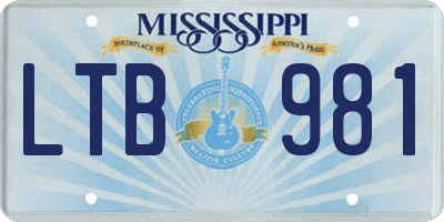 MS license plate LTB981