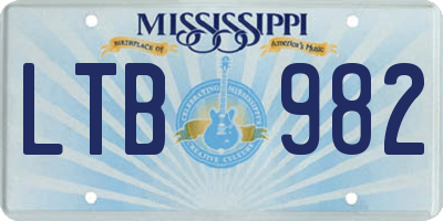 MS license plate LTB982