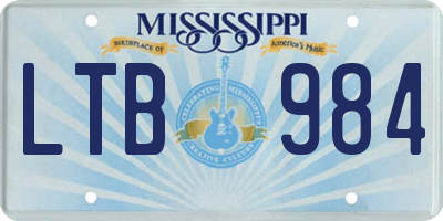 MS license plate LTB984