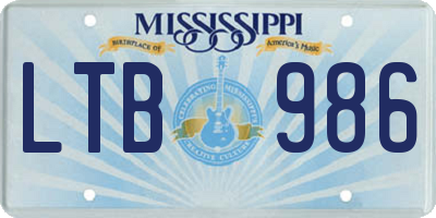 MS license plate LTB986
