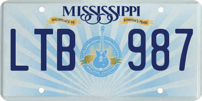 MS license plate LTB987